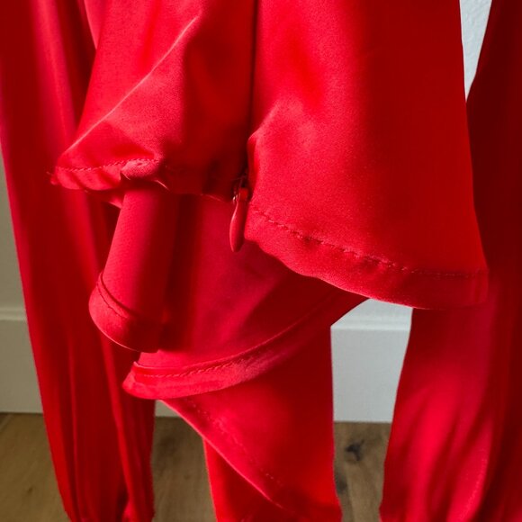 Lulus Head Held High Red Satin Long Sleeve Blouse Top | Size Small NWT - Picture 11 of 16